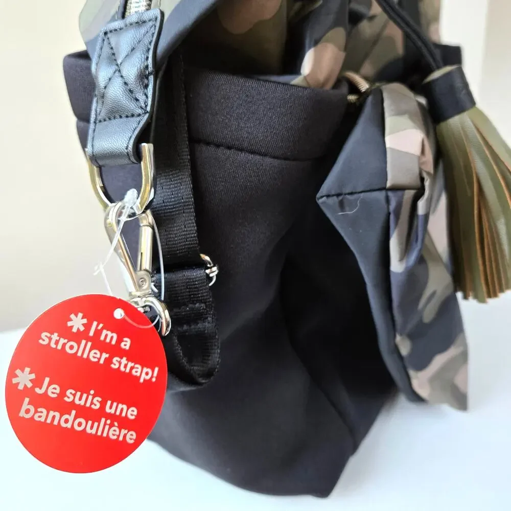 Skip Hop NEW Nolita Neoprene Black Camo Diaper Tote Bag Camoflage Unisex NWT